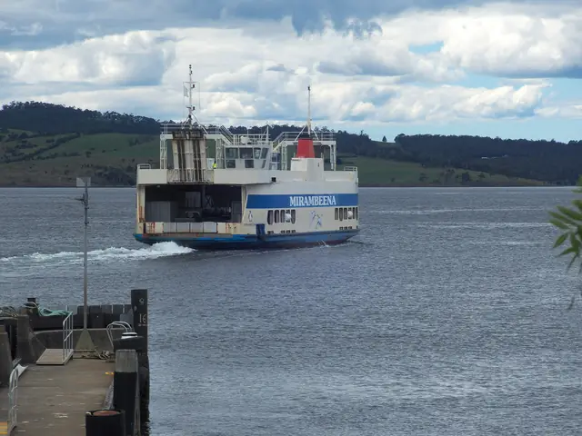 The Bruny Island ferry Mirambeena sailing from the Kettering terminal