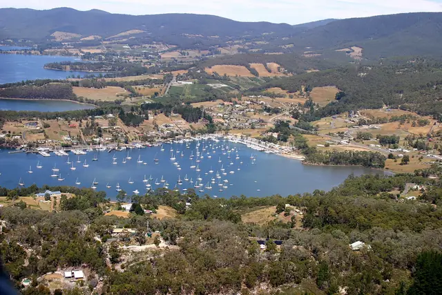 Aerial view of Kettering and its marina
